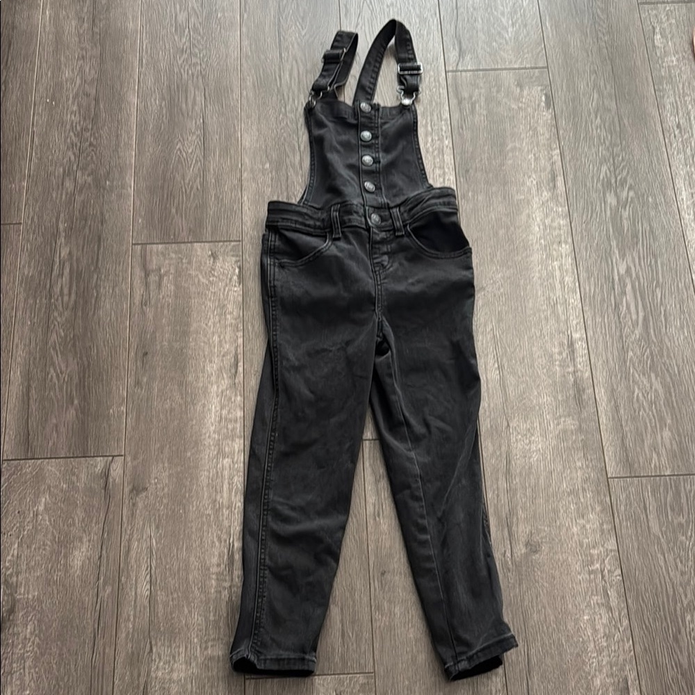 Cat & Jack black girls denim overalls 6